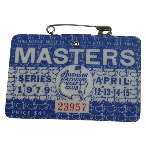 1979 Masters Tournament SERIES Badge #23957 - Fuzzy Zoeller Winner