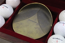 Executive Putting Set Brass Box For Office Desk 6 Golf Balls Brookstone