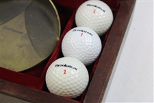 Executive Putting Set Brass Box For Office Desk 6 Golf Balls Brookstone