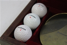 Executive Putting Set Brass Box For Office Desk 6 Golf Balls Brookstone
