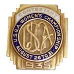 1935 USGA Women’s Amateur Championship at Interlachen Contestant Badge - Glenna Collett Win