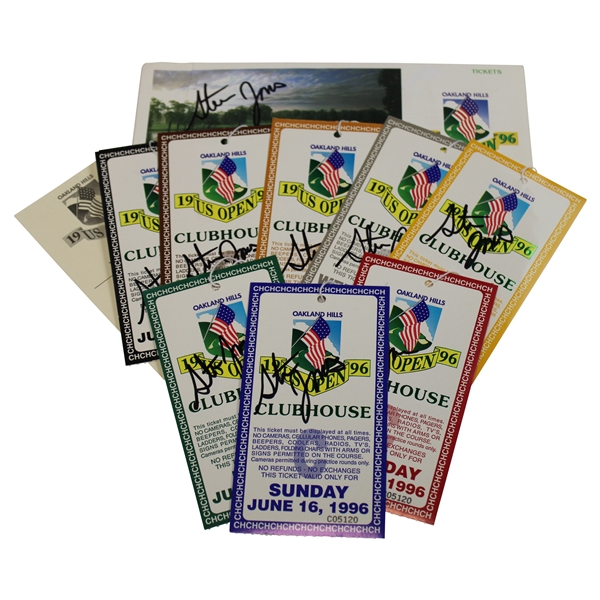 Steve Jones Signed 1996 US Open at Oakland Hills Ticket Set JSA ALOA