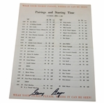 Gary Player Signed 1961 Masters Tournament Saturday Pairing Sheet JSA ALOA