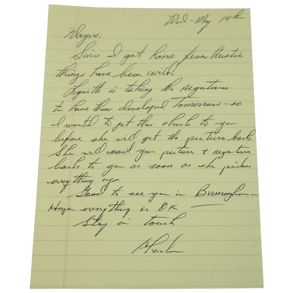 Charles Coody Signed Letter To Wayne Beck JSA ALOA