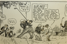 'The Sixth Tee' Cartoon Print No. 36 by Clare Briggs - Framed