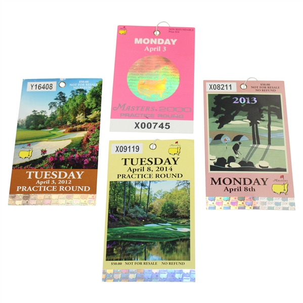 2000, 2012, 2013 & 2014 Masters Tournament Practice Round Tickets