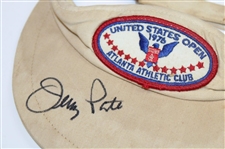 Jerry Pate Signed 1976 US Open Hat with Radio/TV Badge JSA ALOA
