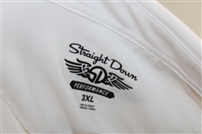 John Daly Signed Personal Straight Down White Performance 3XL Shirt w/Sponsors JSA ALOA