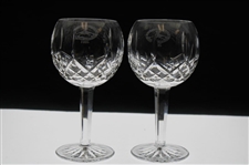 Mark Calcavecchia's Two (2) 2001 Pebble Beach Pro-Am Waterford Stem Wine Glasses
