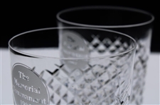 Mark Calcavecchia's Two (2) 1987 Memorial Tournament Waterford Rocks Glasses