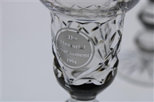 Mark Calcavecchia's Two (2) 1994 Memorial Tournament Waterford Glass Candlestick Holders