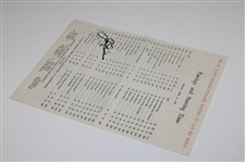 Jack Nicklaus Signed 1965 Masters Tournament Sunday Pairing Sheet JSA ALOA