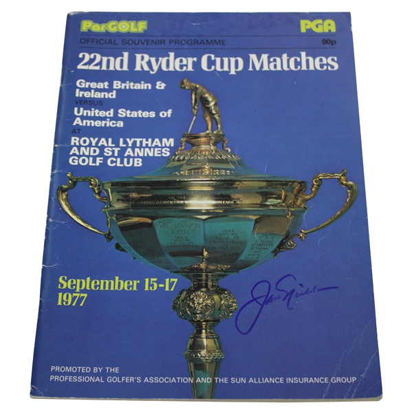 Jack Nicklaus Signed 1977 Ryder Cup at Royal Lytham & St. Annes GC Souvenir Program JSA ALOA