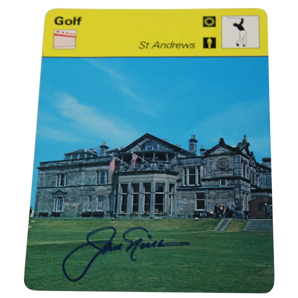 Jack Nicklaus Signed 1977 St. Andrews R&A Clubhouse Sportscaster Card JSA ALOA