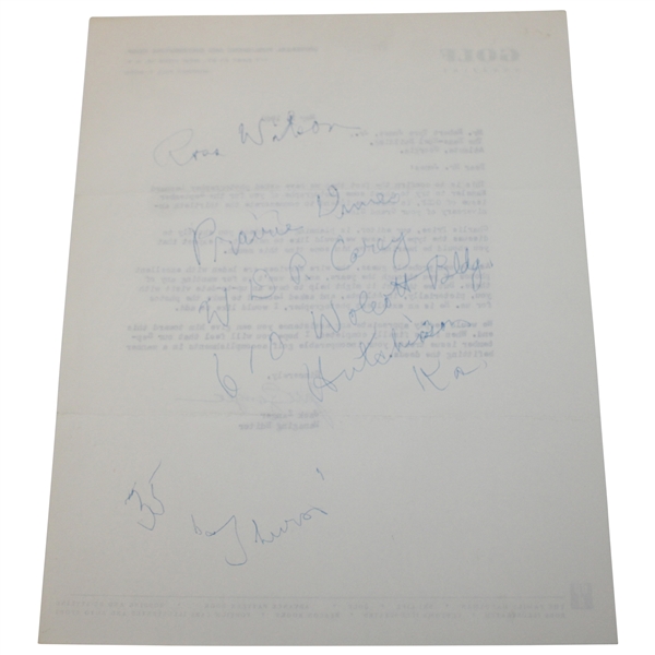 Bobby Jones 1960 Letter from Jack Zanger (Golf Magazine) with Jones Handwritten Notations