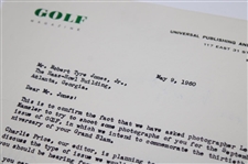 Bobby Jones' 1960 Letter from Jack Zanger (Golf Magazine) with Jones Handwritten Notations