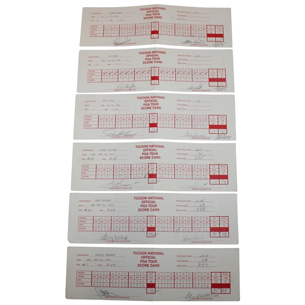 Furyk, Strange, Singh & Nine (9) Others Signed 1993 & 1994 Tuscon National Tournament Used Scorecards 