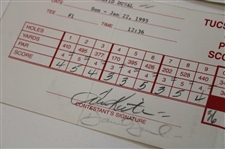 Faldo, Daly, Sutton & Five (5) Others Signed 1995 & 1999 Tuscon National Tournament Used Scorecards