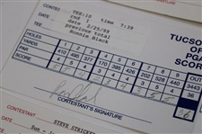 Faldo, Daly, Sutton & Five (5) Others Signed 1995 & 1999 Tuscon National Tournament Used Scorecards
