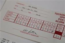 Faldo, Daly, Sutton & Five (5) Others Signed 1995 & 1999 Tuscon National Tournament Used Scorecards
