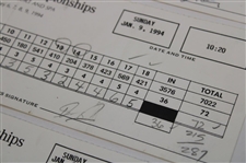 Floyd, Love, Stockton & Five (5) Others Signed 1993 & 1994 ToC/Mercedes Tournament Used Scorecards