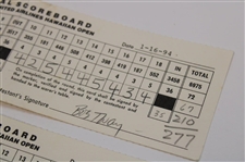 Sutton, Tway, Stricker & Three (3) Others Signed 1994 UA Hawaiian Open Tournament Used Scorecards
