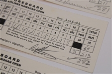 Singh, Irwin, Pavin & Five (5) Others Signed 1994 United Airlines Hawaiian Open Tournament Used Scorecards