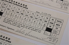Singh, Irwin, Pavin & Five (5) Others Signed 1994 United Airlines Hawaiian Open Tournament Used Scorecards