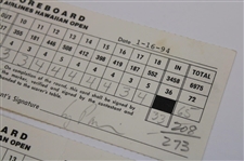 Singh, Irwin, Pavin & Five (5) Others Signed 1994 United Airlines Hawaiian Open Tournament Used Scorecards