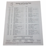 1995 Masters Tournament Thursday Pairing Sheet - Tiger's Masters Debut