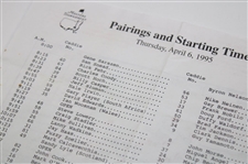 1995 Masters Tournament Thursday Pairing Sheet - Tiger's Masters Debut