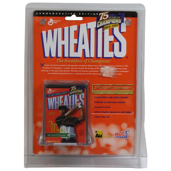 Tiger Woods Wheaties 75 Years of Champions Box & Card In Original Packaging