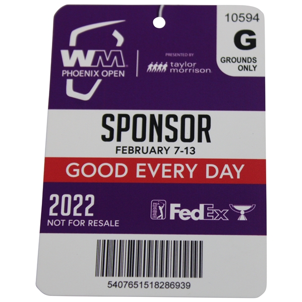 2022 Waste Management Open Sponsor Weekly Grounds Ticket Badge #10594 - Scottie Scheffler 1st PGA Win