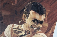Marquetry Portrait of Self Portrait Print on Board by Tony Jacklin - WGHoF Collection