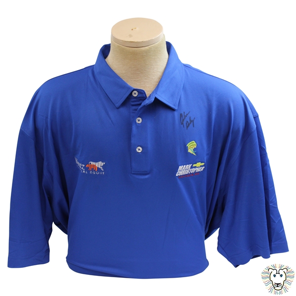 John Daly Signed Dark Blue Cool Fish Collared Shirt with Sponsors JSA ALOA
