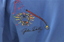 John Daly Signed Dark Blue Cool Fish Collared Shirt with Sponsors JSA ALOA