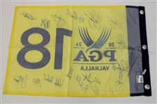 Koepka, Thomas, Daly & 11 others Signed 2024 PGA Championship At Valhalla Flag JSA ALOA