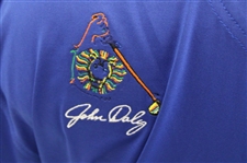 John Daly Signed Dark Blue Cool Fish Collared Shirt with Sponsors JSA ALOA