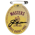 Jack Nicklaus Signed 1965 Masters Tournament SERIES Badge #20545 JSA ALOA