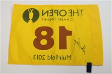 Gary Player Signed 2013 Open Championship at Muirfield Flag JSA ALOA