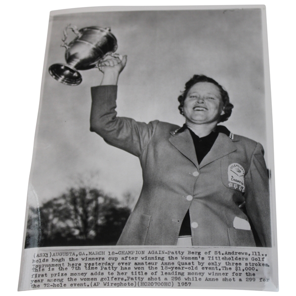 Patty Berg 1957 Womens Titleholders Golf Tournament Trophy Photo