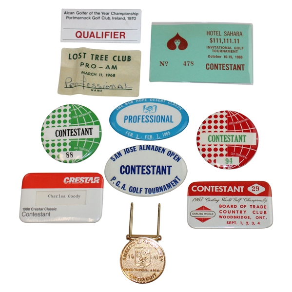 Ten (10) Tournament Contestant Badges - Lucky, Sahara, Crestar & more - Charles Coody Collection