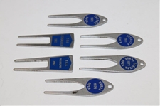 Six (6) Tournament Contestant Blue Label Divot Tools - 1967, 1970 & 1971 - Charles Coody Collection