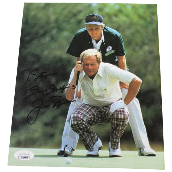 Jakc Nicklaus Signed Lining Up Putt Personalized Photo JSA #UU13652