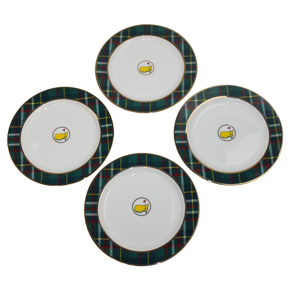 Masters Tournament Set of Four (4) Tartan Porcelain Cocktail Plates in Original Box