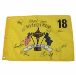 Phil Mickelson & Team USA Signed 2008 Ryder Cup at Valhalla Yellow Flag JSA ALOA