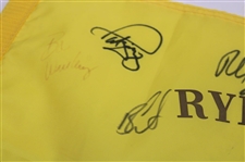 Phil Mickelson & Team USA Signed 2008 Ryder Cup at Valhalla Yellow Flag JSA ALOA