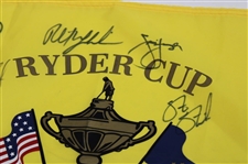 Phil Mickelson & Team USA Signed 2008 Ryder Cup at Valhalla Yellow Flag JSA ALOA