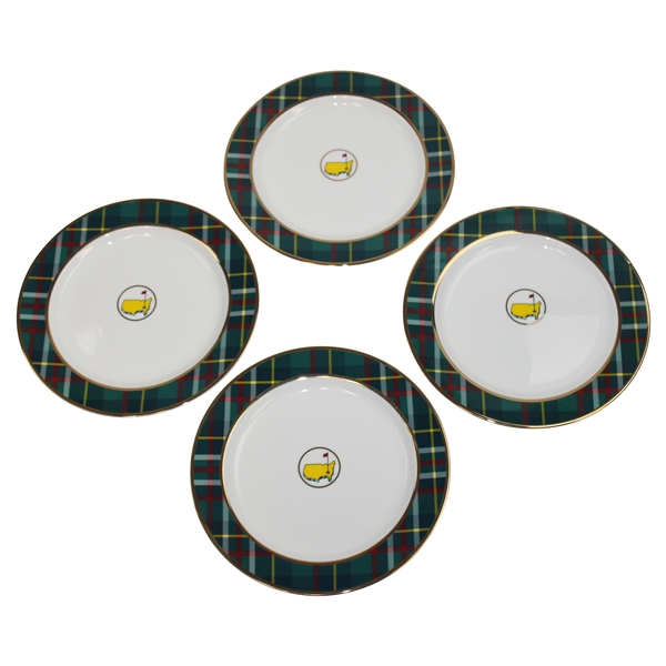 Masters Tournament Set of Four (4) Tartan Porcelain Cocktail Plates in Original Box