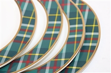 Masters Tournament Set of Four (4) Tartan Porcelain Cocktail Plates in Original Box